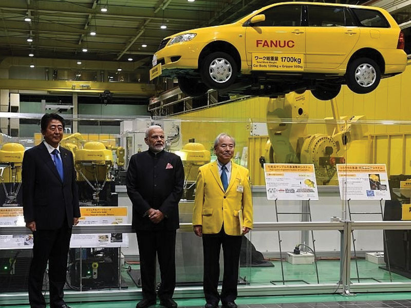 PM Narendra Modi and PM Shinzo Abe visited the FANUC Corporation in Japan